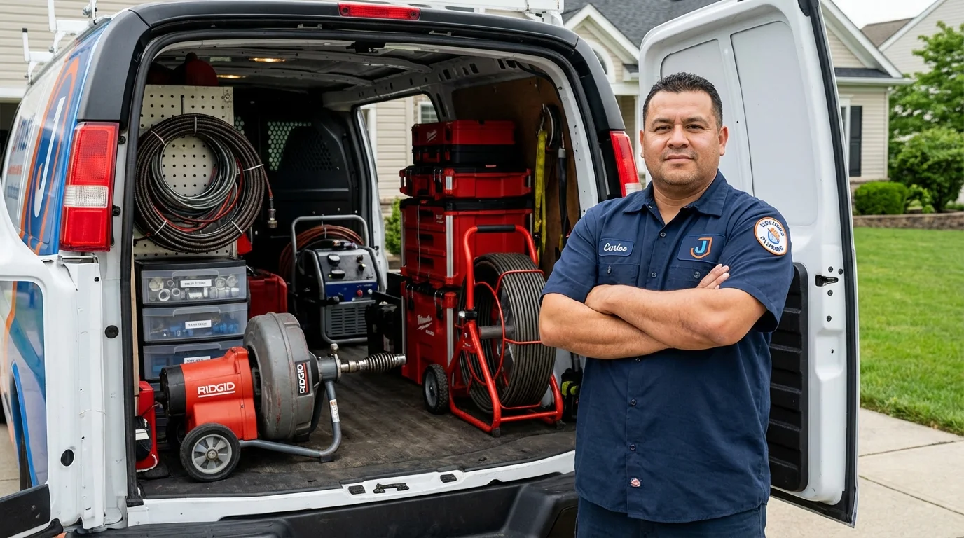 Professional drain cleaning equipment and Johns Plumbing LLC plumber in Crockett