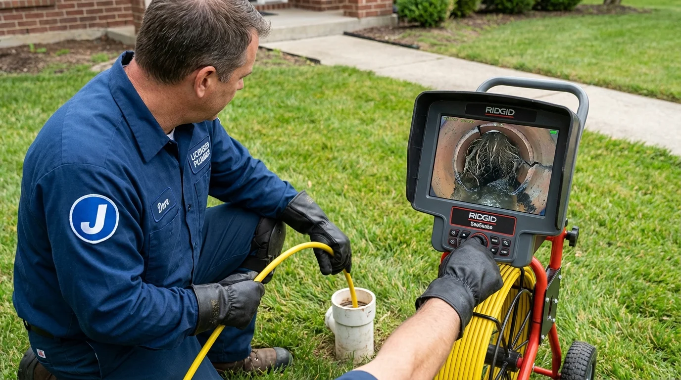 Sewer camera inspection being performed by Johns Plumbing LLC in Crockett