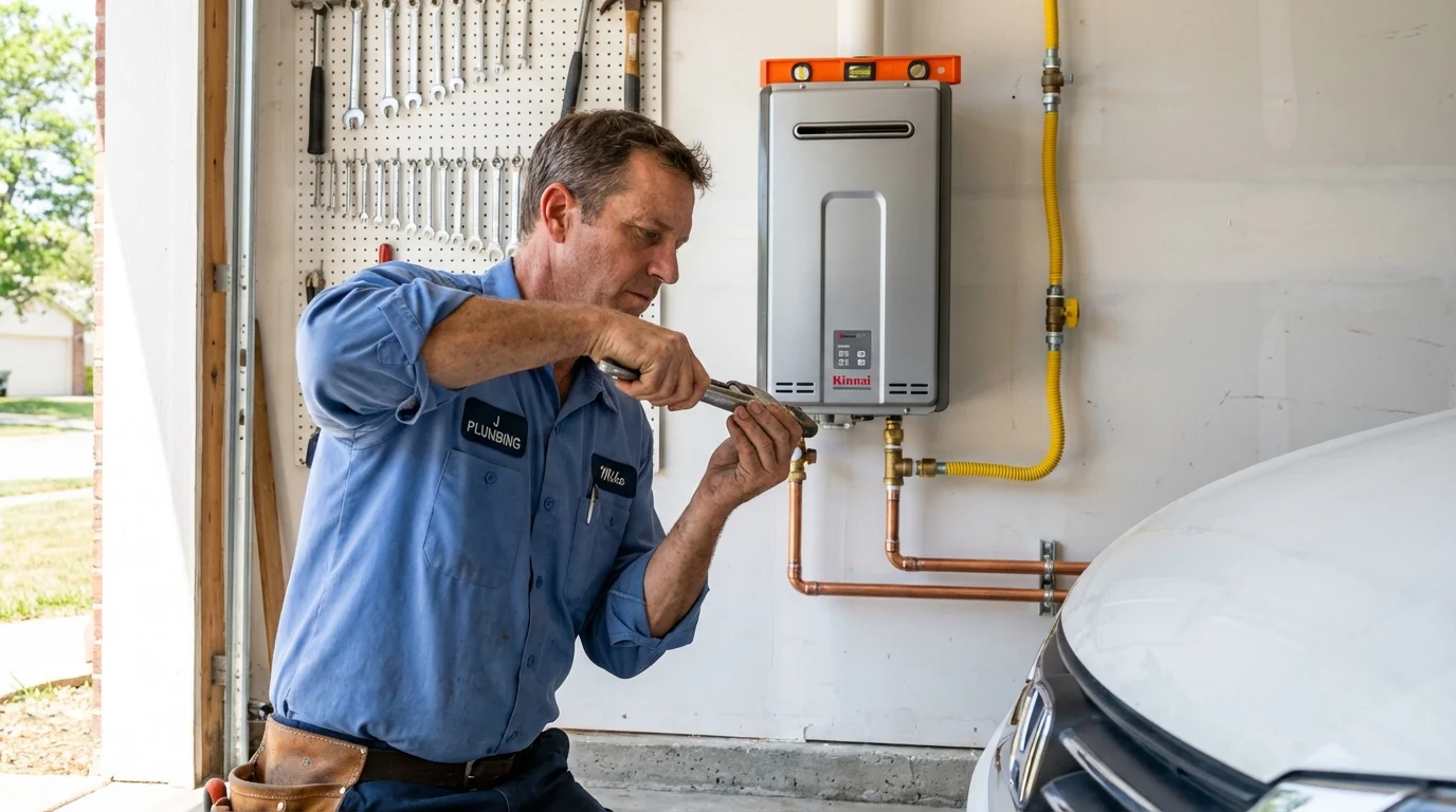 Tankless water heater installation by a Johns Plumbing LLC plumber in Crockett