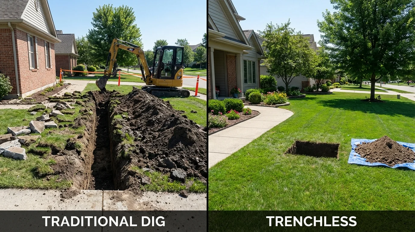 Trenchless sewer repair with minimal yard damage versus traditional excavation in Crockett, CA